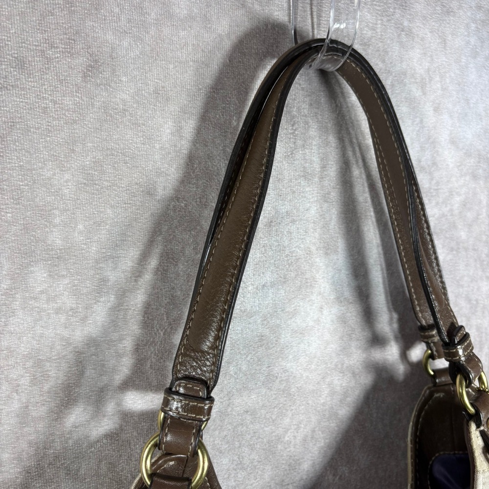 Coach Hobo Womens Medium Beige Signature Optic Art Jacquard Leather Trim Bag - Picture 3 of 16